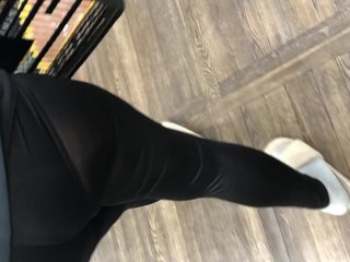 Wife Shopping In See Through Leggings Visible Panties