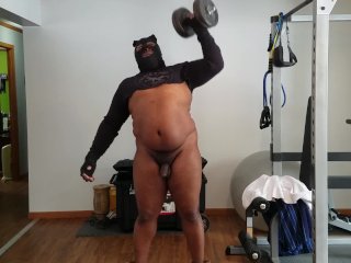 Having Some Fun With Naked Workout In The Gym Letting My Black Cock Swing