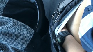 Kink Masturbation In A Car While Wearing A Stripped Shirt And Wearing A Retro Watch