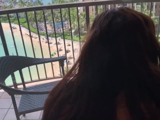 Fucking On Hotel Balcony While Watching Porn, Ocean View