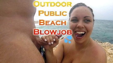 Outdoor Public Beach POV Blowjob