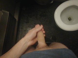 Making A Mess On The Train Toilet. Huge Cumshot And Pissing…