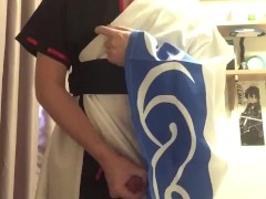 Gintoki cosplay masturbation + cum 