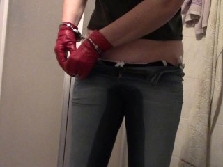 Piss In Tight Jeans With Handcuffs