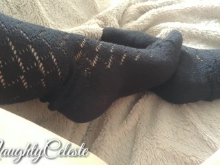 4K strong orgasm contractions with masturbation in sexyhigh socks