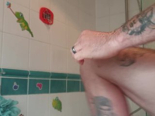 Muscular Tattooed Guy Takes Hot Shower After The Gym