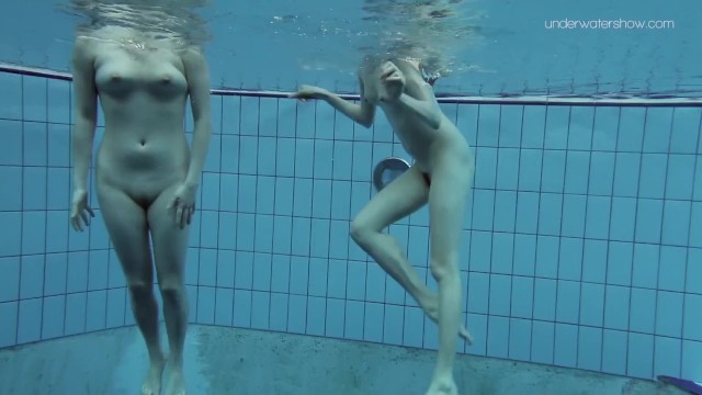Hot lesbian show underwater