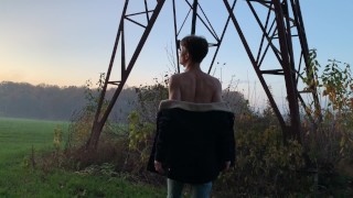Teen Boy Jerking His Big Dick With Two Hands OUTDOOR Fit Boy Hot Cute