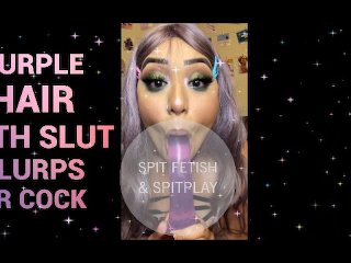 Purple Hair Goth Slut Slurps Ur Dick