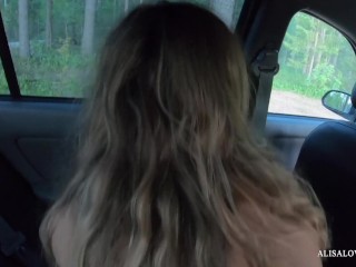 Public Sex Couple_Teenager in_Car - Amateur Outdoor POV