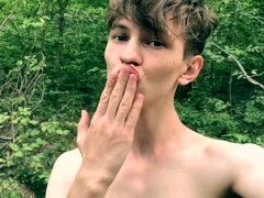 Horny Boy Wanking HIS BIG DICK OUTDOOR with SUNSET ! / ORGASM / TEEN BOY
