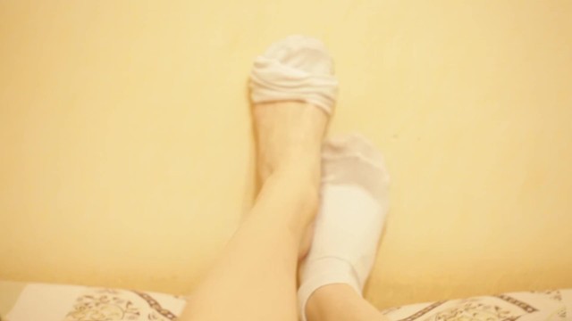 Russian girl take off white socks from your sexy teen feet 16