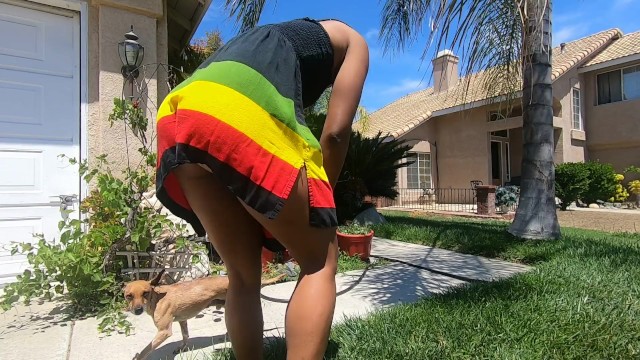 washing my puppy with my ass out 6