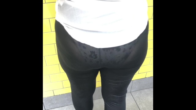 640px x 360px - Black see through Tights in Public Visible Panties - Pornhub.com