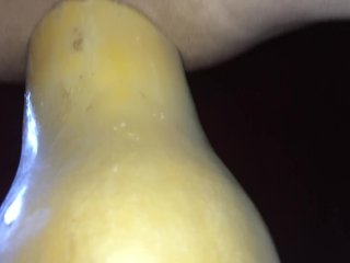 Huge Vegetable_Insertion - Butternut Squash - Close Up_and Cum