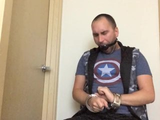 Captain America Handcuffed Ballgagged Jerks Off Moaning For Bucky