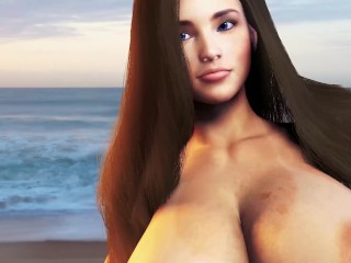 Big Boob Teen_Dancing on the Beach - Breast Expansion Petite Girl jiggling