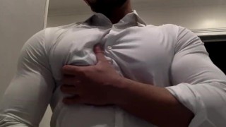 Ripping My White Shirt And Flexing My Massive Pecs And Biceps