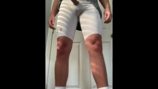Football Jock Engages In A Game With Dick Through The Hole In His Compression Shorts