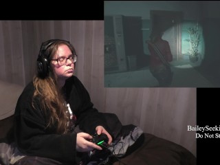 BBW Gamer Girl Drinks and Eats While Playing Resident Evil Part2
