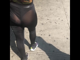 See through blackleggings in army fatigue leotard (some slow motion)