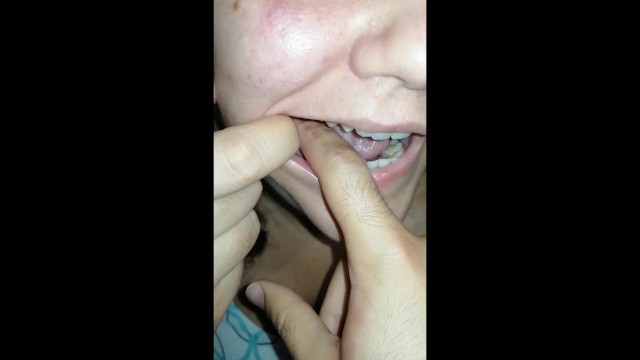 girl biting hard finger 33