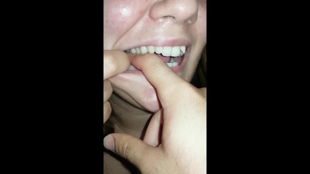 girl biting hard finger 11