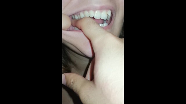 girl biting hard finger 11