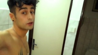 Twink Risky Jerks Cock At A Public Restroom And Cums On An Occupied Cabin