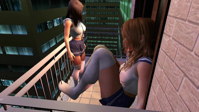 Giantess School Girl Grows Tall as a Building - Big Boob Teen Squishes Pal