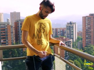 Jerking Off My Big Uncut Cock In The Balcony Did I Get Caught? Camilo Brown