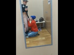 Heather Kane gives Sloppy Blowjob on in Walmart Changing Room !