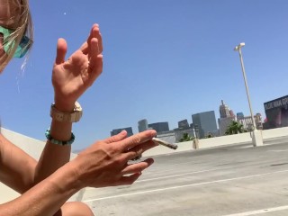 Smoking a joint and fucking on top of_a parking garage in Las_Vegas