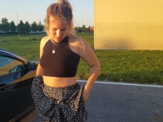 Teen Almost Gets Caught Pissing In Public Teasing Daddy Upskirt Panties