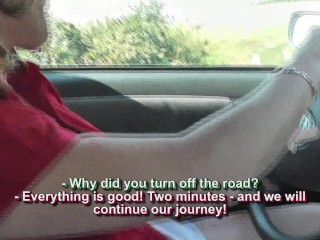 Beautiful Milf driving Car_with Vibrator inside_Pussy, fellow traveler see
