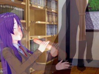 DDLC Yuri Milks Your Cock in the Library