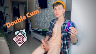 Double Cum in Diferent Condoms / Perfect Dick / Uncut / Young / School Boy