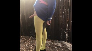 Sweater Sissy in the outdoors handcuff to a tree part 2