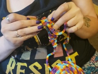 Seattle Ganja Goddess crochets a hat in granny_panties: long nails fat ass