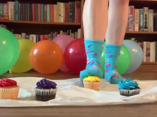 Birthday Cupcake Food Stepping/Crushing In Socks