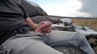 On An Abandoned Couch A Public Piss And Cum