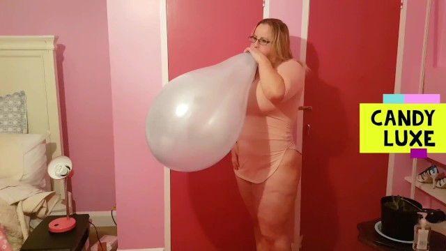 Busty Blonde Balloon Blow to Pop 8