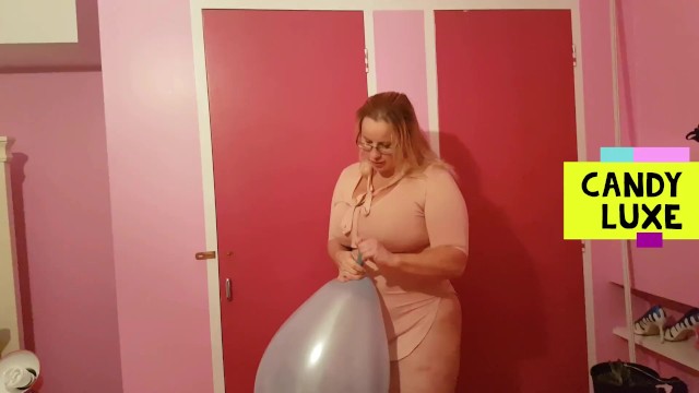 Busty Blonde Balloon Blow to Pop 8