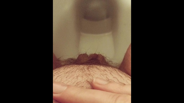 Hairy Toilet - Close-up hairy pussy pissing on public toilet after holding - Pissing Porn
