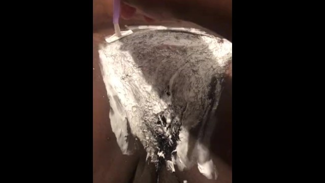 Slow Pussy Shaving With White Cream