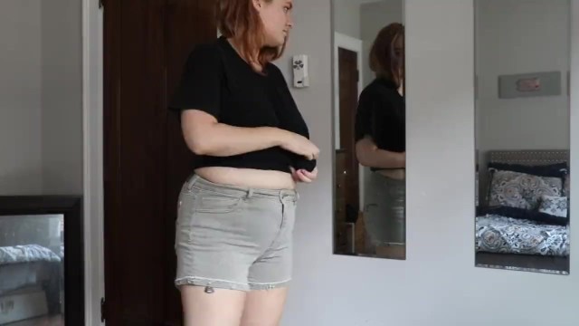Hot Chubby Ginger Stuffing Panties into Pussy 14