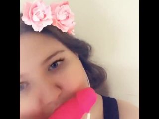 Pink Dildo Blowjob