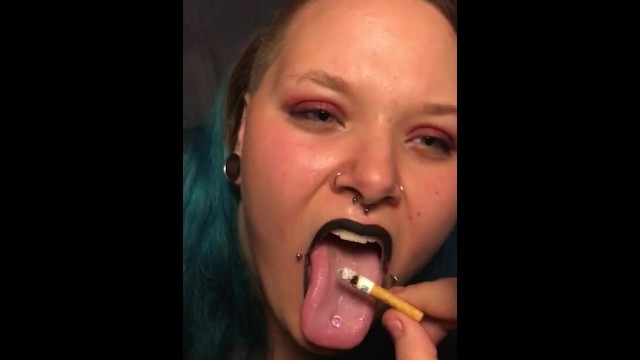 Goth girl used as an ashtray 