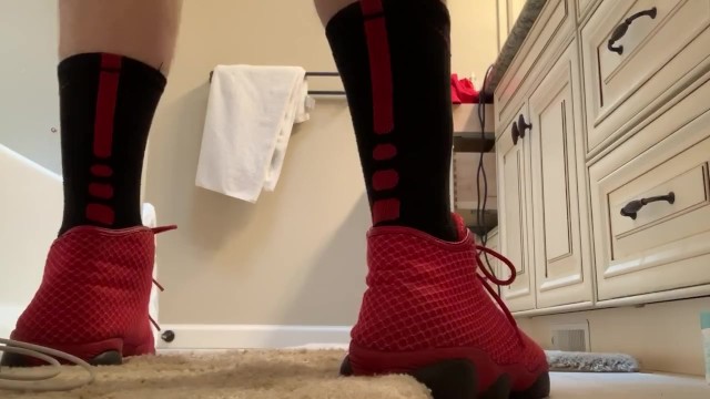 640px x 360px - Black and Red Nike Elite Socks with Red Jordan Retro - Pornhub.com