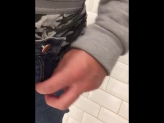 Public urinal teen pulls out uncut dick exposed foreskin admiration